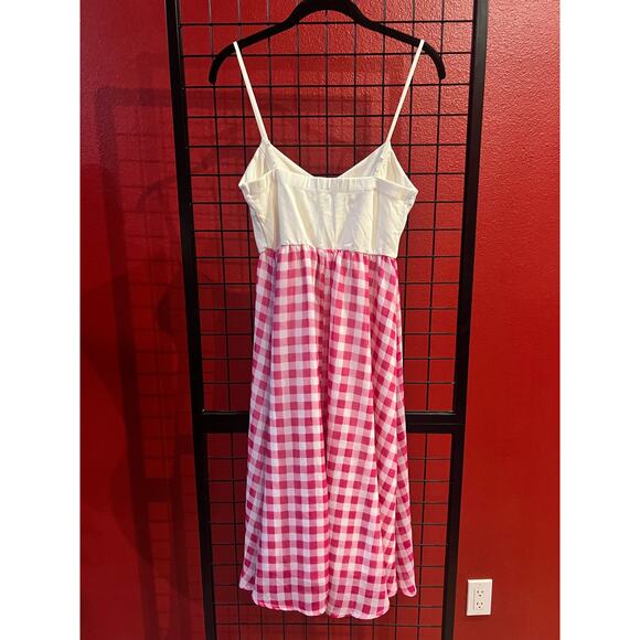 Gingham dress adjustable Top Women’s Small Barbie Pink Cream - Picture 2 of 7